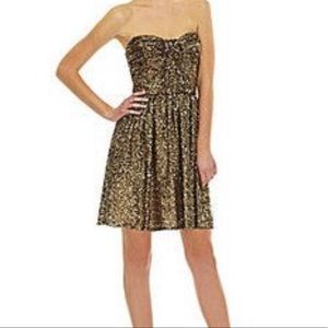 Jill Stuart Strapless Sequined Gold dress